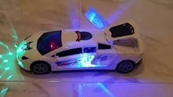 Super Car With 3D Flashing Lights - 26 cm - White