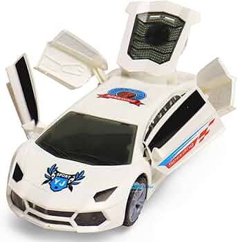 Super Car With 3D Flashing Lights - 26 cm - White