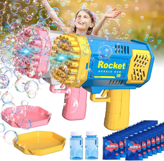 Rechargeable Bazooka Bubble Gun By Zayraz 36 Holes With LED Light