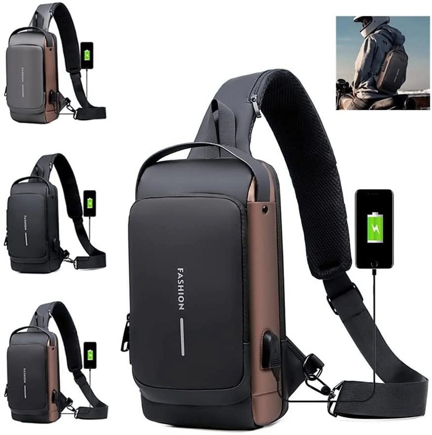 2024 Anti-Theft USB Crossbody Sling Bag for Men