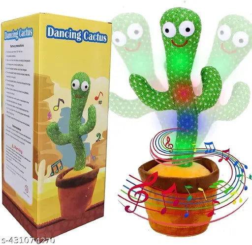 VEBETO Dancing Cactus Toy for Kids (1 Year Warranty) Talking Singing Children Baby Plush Electronic Toys Voice Recording Repeats What You Say LED Lights