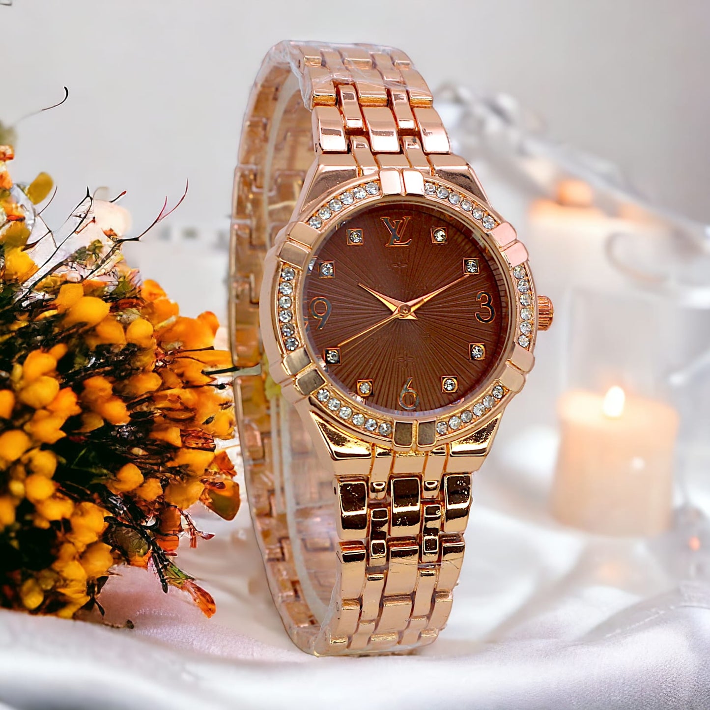 Wristwatches Ladies Watch Diamond Gold Stainless Steel Bracelet For Women Gifts Clock Elegant Rhinestone Watches