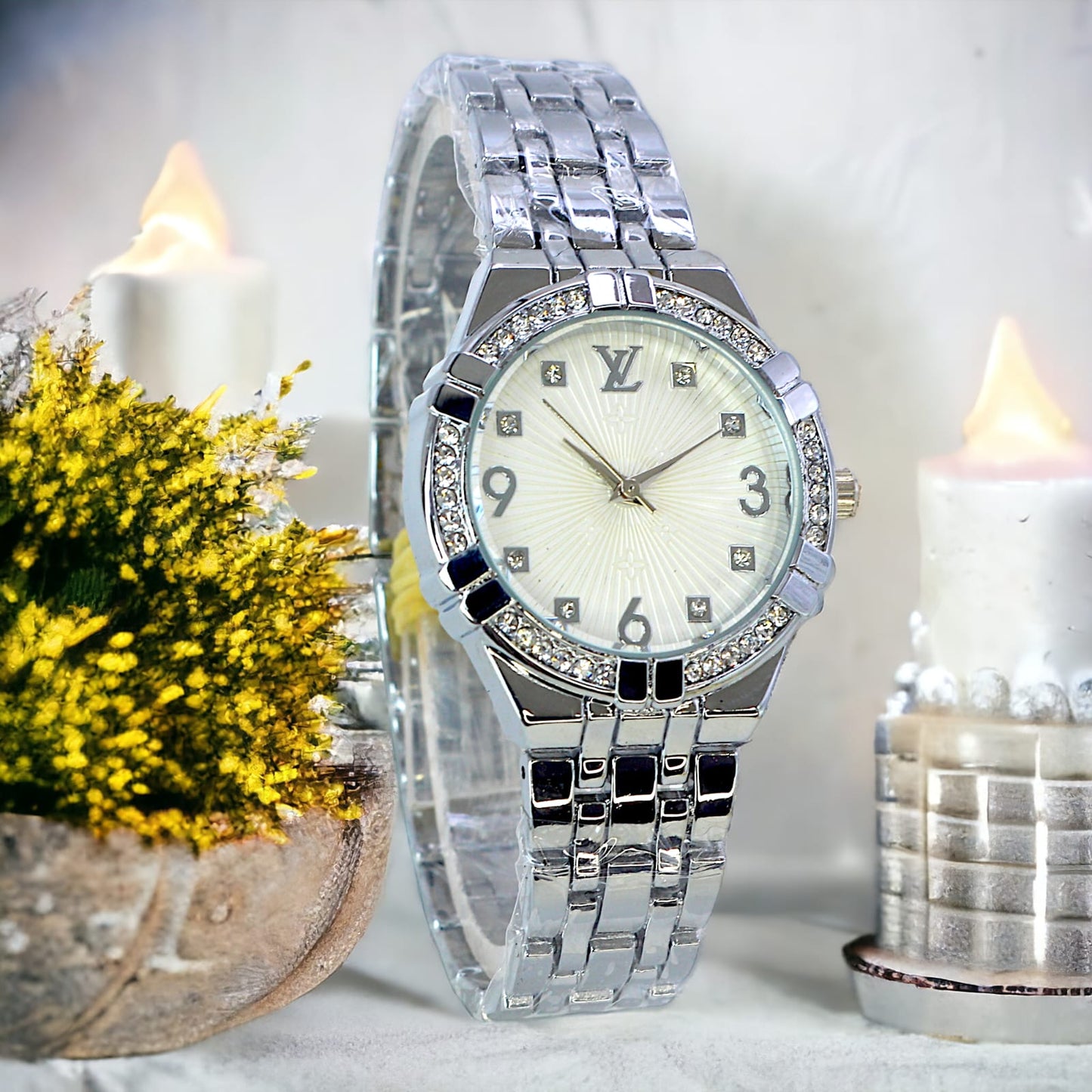 Wristwatches Ladies Watch Diamond Gold Stainless Steel Bracelet For Women Gifts Clock Elegant Rhinestone Watches